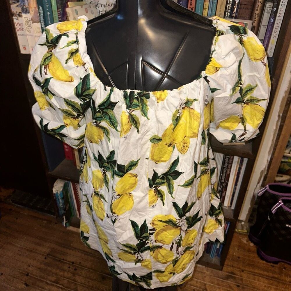 Code X Mode Luxe Lemon Print Kidcore Puffy Mini D… - image 2